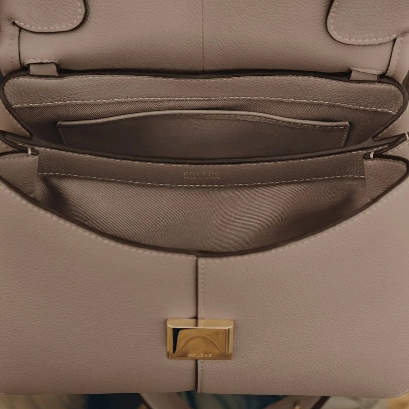 Polène Modern Minimalist Flap Bag in Earthy Taupe 3