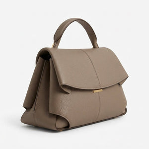 Polène Modern Minimalist Flap Bag in Earthy Taupe