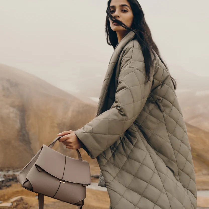 Polène Modern Minimalist Flap Bag in Earthy Taupe 5
