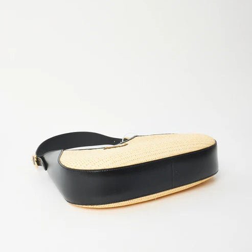 Prada Beige Raffia & Black Leather Small Cleo Bag 3