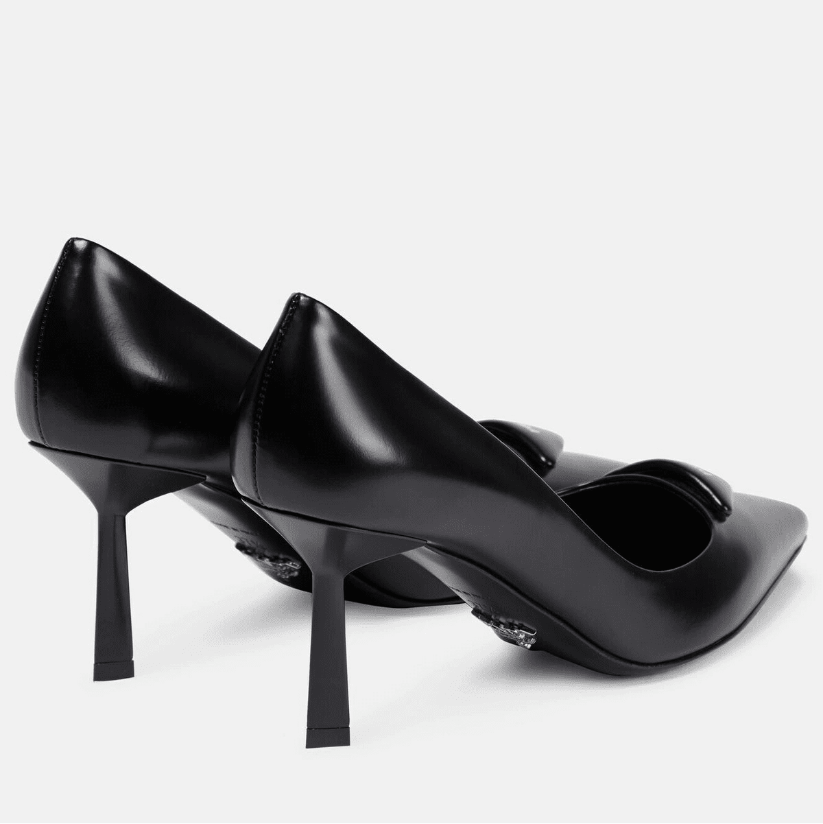 Prada Black Leather Heels Pumps Featuring a Distinctive Padded Triangle Logo 2