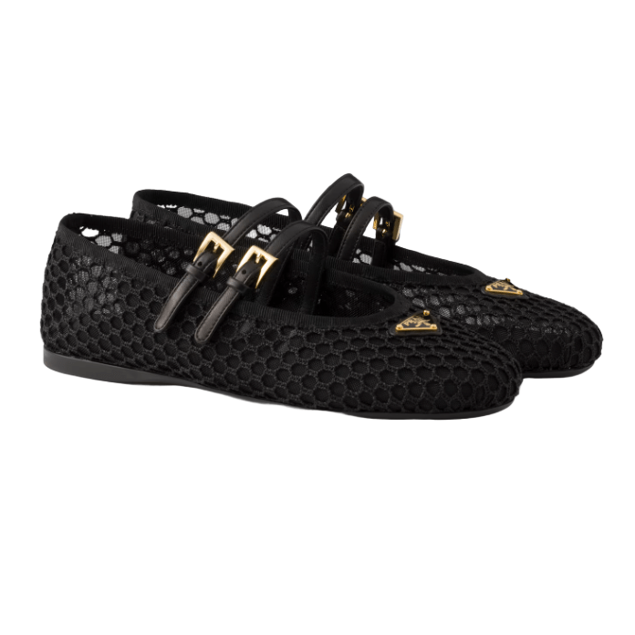 Prada Black Mesh Fabric Ballerinas 1