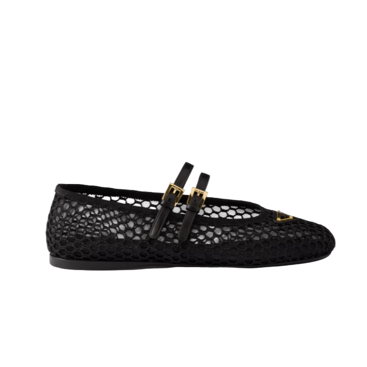Prada Black Mesh Fabric Ballerinas 3