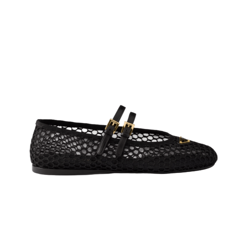 Prada Black Mesh Fabric Ballerinas - BEAUTY BAR
