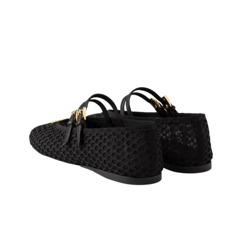 Prada Black Mesh Fabric Ballerinas - BEAUTY BAR