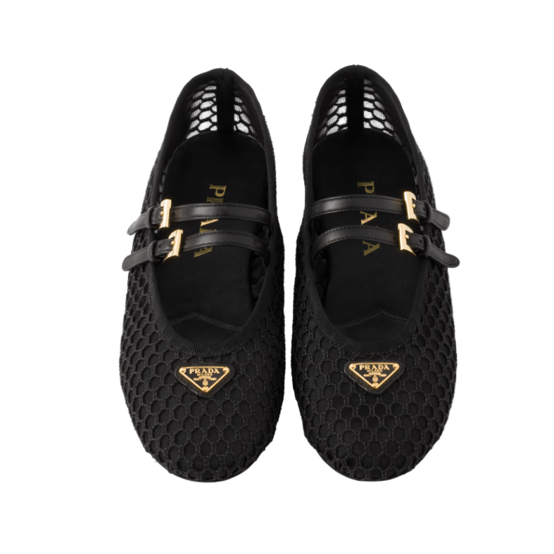 Prada Black Mesh Fabric Ballerinas 2