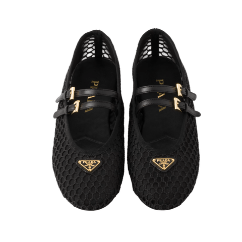 Prada Black Mesh Fabric Ballerinas - BEAUTY BAR
