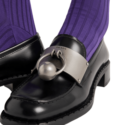 Prada Brushed Leather Loafers With Metal Details - BEAUTY BAR