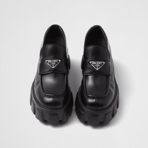 Prada Brushed Leather Monolith Loafers 4