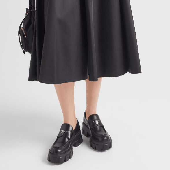 Prada Brushed Leather Monolith Loafers 3