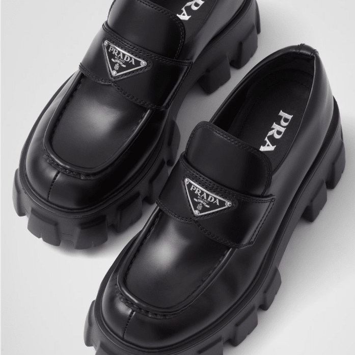 Prada Brushed Leather Monolith Loafers 6