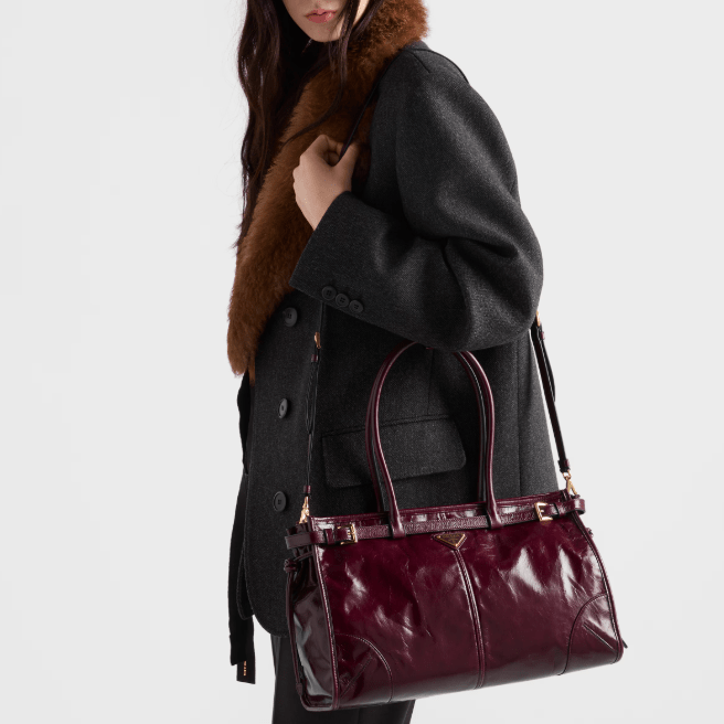 Prada Burgundy Bonnie Large Leather Handbag 3