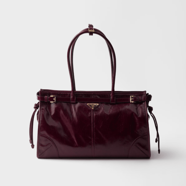 Prada Burgundy Bonnie Large Leather Handbag