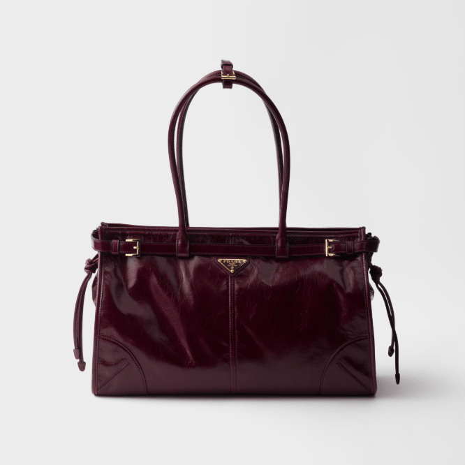 Prada Burgundy Bonnie Large Leather Handbag