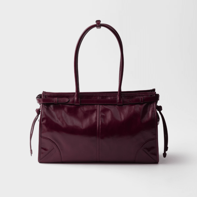 Prada Burgundy Bonnie Large Leather Handbag 4