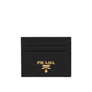 Prada Card Holder With Logo And Gold Glitter