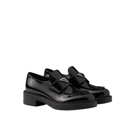 Prada Chocolate Patent Leather Loafers - BEAUTY BAR