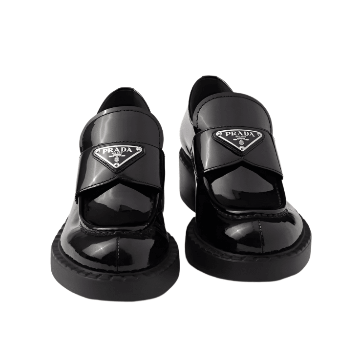 Prada Chocolate Patent Leather Loafers Black 4