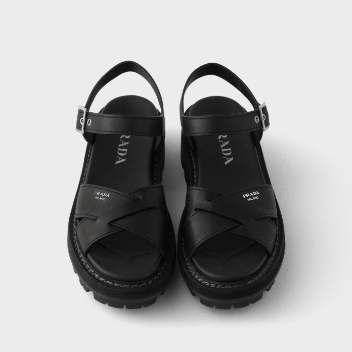 Prada Crisscross Leather Platform Sandals 4
