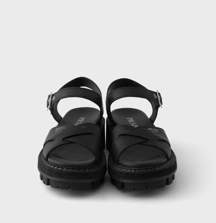 Prada Crisscross Leather Platform Sandals 6