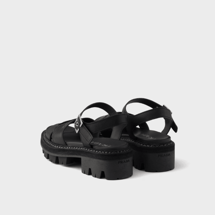 Prada Crisscross Leather Platform Sandals 5