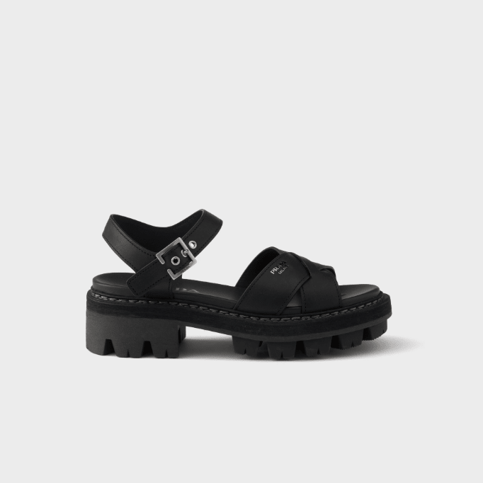 Prada Crisscross Leather Platform Sandals 2
