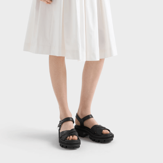 Prada Crisscross Leather Platform Sandals 3