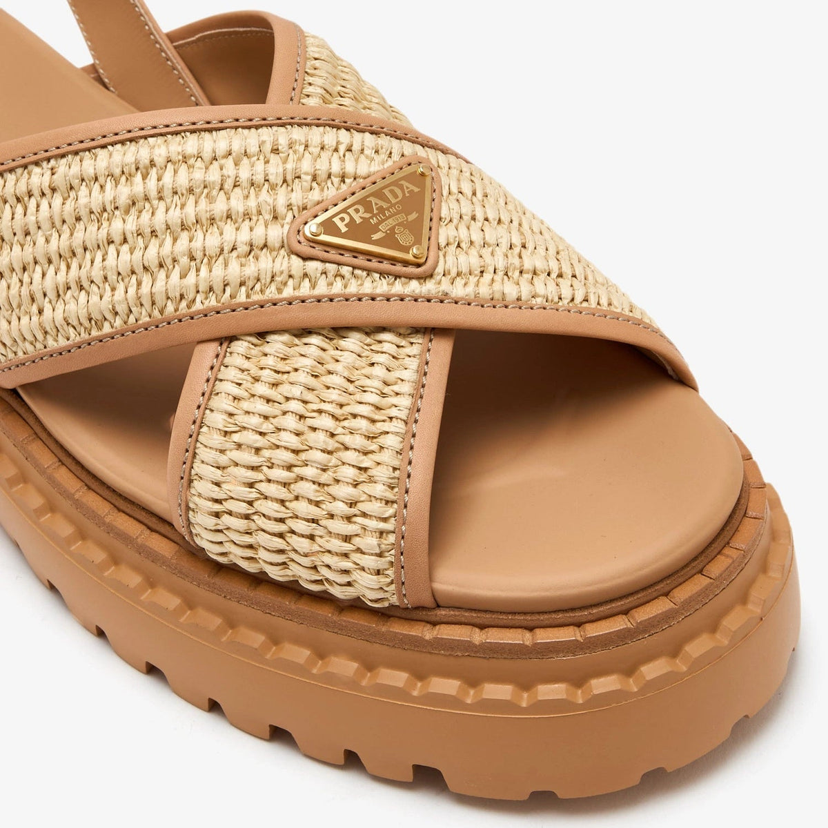 Prada Cross-Strap Platform Sandals Neutrals 3