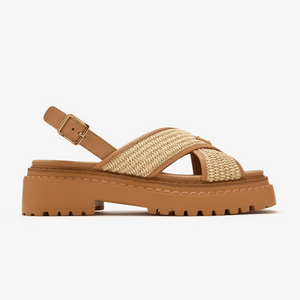 Prada Cross-Strap Platform Sandals Neutrals