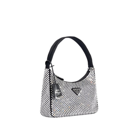 Prada Hobo Re - Edition 2000 Nylon With Crystals In Black - BEAUTY BAR