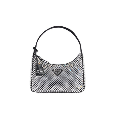 Prada Hobo Re - Edition 2000 Nylon With Crystals In Black - BEAUTY BAR