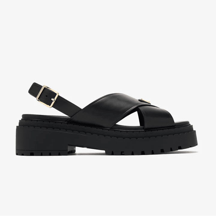 Prada Leather Sandals With The Iconic Enameled Metal Triangle Logo