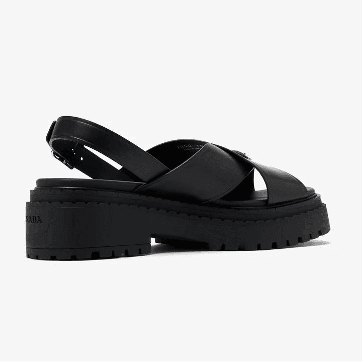 Prada Leather Sandals With The Iconic Enameled Metal Triangle Logo 2