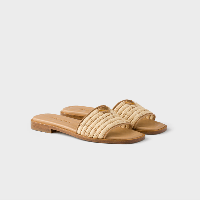 Prada Leather Slides With Crochet Details