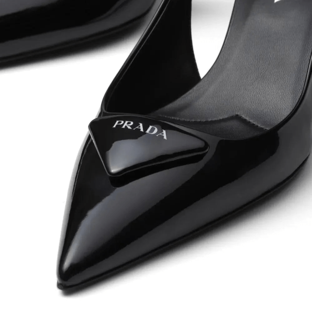 Prada Leather Slingback Pumps Black Heels 5