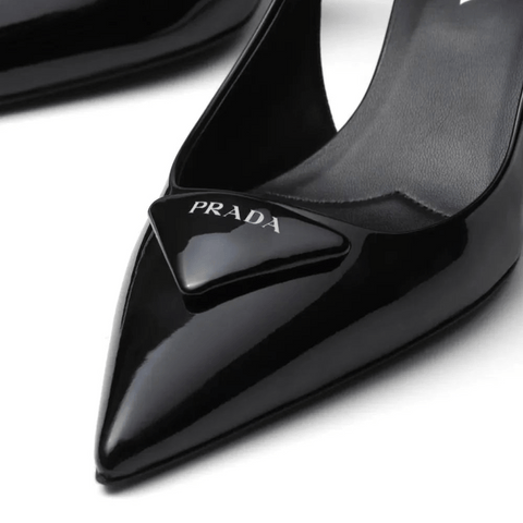 Prada Leather Slingback Pumps Black Heels - BEAUTY BAR