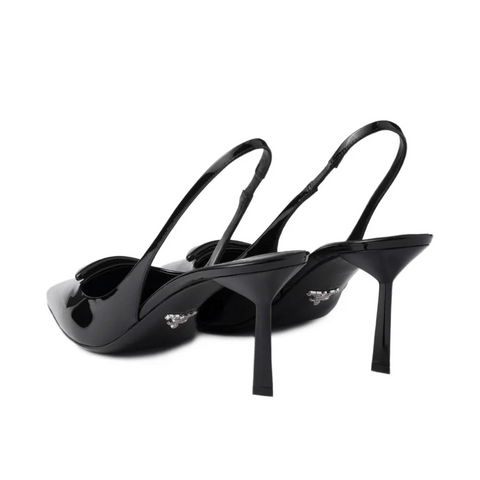 Prada Leather Slingback Pumps Black Heels - BEAUTY BAR