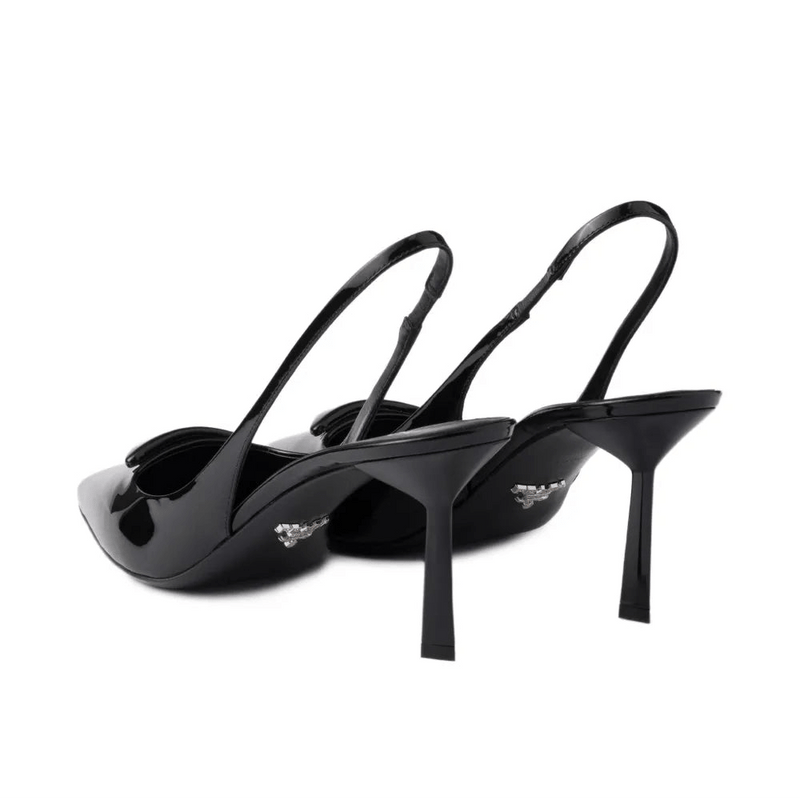 Prada Leather Slingback Pumps Black Heels 3
