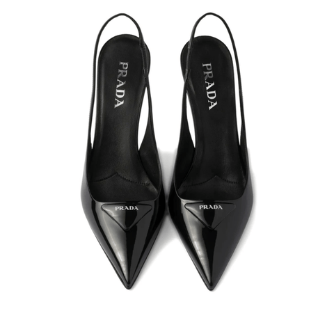 Prada Leather Slingback Pumps Black Heels - BEAUTY BAR