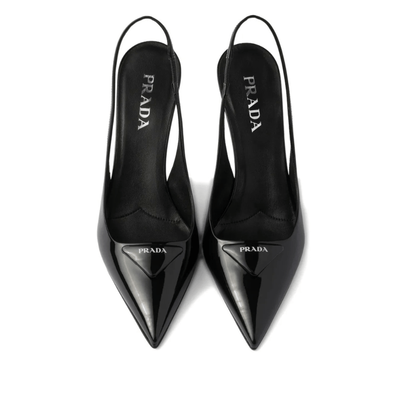 Prada Leather Slingback Pumps Black Heels 2