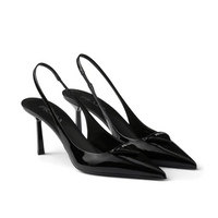 Prada Leather Slingback Pumps Black Heels