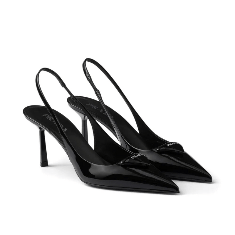 Prada Leather Slingback Pumps Black Heels