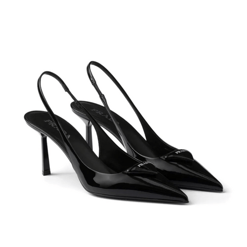 Prada Leather Slingback Pumps Black Heels
