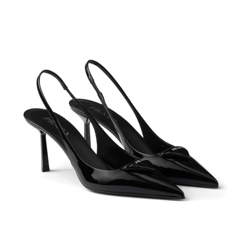 Prada Leather Slingback Pumps Black Heels