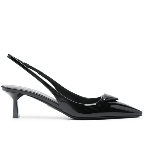 Prada Leather Slingback Pumps Black Heels - BEAUTY BAR