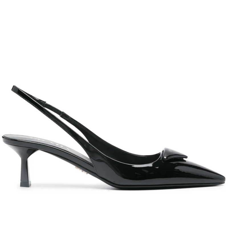 Prada Leather Slingback Pumps Black Heels 4