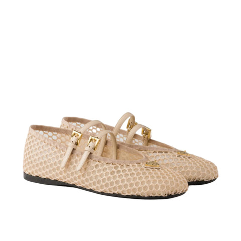 Prada Mesh Mary Jane Ballet Flats Footwear Ballerina - BEAUTY BAR