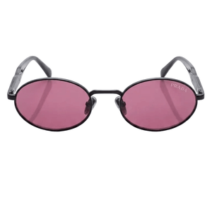 Prada Oval-Shaped Sunglasses In Black With Bink Lenses