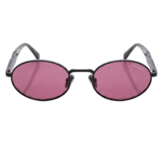 Prada Oval-Shaped Sunglasses In Black With Bink Lenses