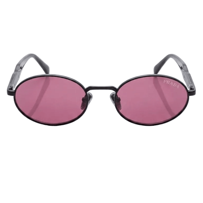 Prada Oval-Shaped Sunglasses In Black With Bink Lenses
